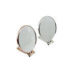 YUVARLAK   6 İNÇ= ÇAP:15CM  MAKYAJ AYNASI  ÇİFT TARAFLI   BRONZ - GÜMÜŞ PLS.ÇERÇEVE   KATLANIR AYAKLI (2818)