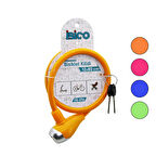 ANAHTARLI METAL UÇLU PLASTİK KAFA BİSİKLET KİLİT ÇELİK TEL RENKLİ KILIF 12MMX80CM (2818)