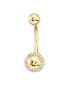 Spor Zirkon Taşlı Yuvarlak Altın Göbek Piercingi