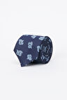 Desenli Lacivert Kravat