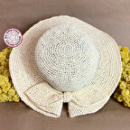 Uretti - Sabriye 2438 - El Yapımı Rafya İp Fiyonklu Şapka - Krem