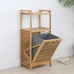 2 ORGANİZER RAFLI - ÇEK AÇ SEPET AHŞAP BAMBU KİRLİ ÇAMAŞIR SEPET 40X35X95CM (2)