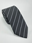  Siyah Gri Çizgili Kravat