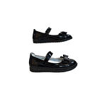 Fiyra 9010 Siyah Rugan Cırtlı Kurdeleli Kız Çocuk Babet