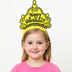 Sarı Happy Birthday Prenses Tacı – Doğum Günü Taç Aksesuarı (2)