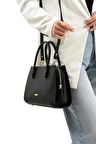 Sellini 3 Bölme Kalıplı Kadın Siyah El Omuz ve Çapraz Çanta 672