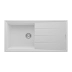 RealStone Efes 100 P012 Granit Evye 1000x500 mm Tek Göz Damlalıklı Mutfak Evyesi - RealStone P012 Efes 100 Beyaz
