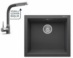 Realstone Didyma 60 Granit Eviye ve Abant Üç Yollu Arıtma Çıkışlı Batarya Seti - 600x530 mm - Gri