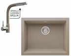 Realstone Gordion 60 Granit Eviye ve Sümela Spiralli Batarya Seti - 600x475 mm - Krem