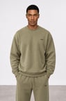 Erkek Respire Basic Oversize Sweatshirt Haki