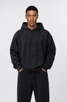 Erkek Respire Basic Oversize Hoodie Siyah