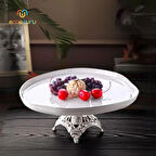 Metal Şık Kaideli Oval Tek Katlı Porselen Kurabiyelik - Altın ve Gümüş Renk Seçenekleriyle Mevcuttur