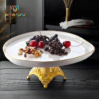 Metal Şık Kaideli Oval Tek Katlı Porselen Kurabiyelik - Altın ve Gümüş Renk Seçenekleriyle Mevcuttur