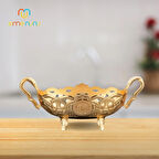 Orta Boy İşlemeli Metal İkram Tabağı - Altın ve Gümüş Renk Seçenekleriyle İkram Sunum