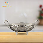 Orta Boy İşlemeli Metal İkram Tabağı - Altın ve Gümüş Renk Seçenekleriyle İkram Sunum