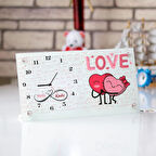 Sevgililere Özel Tasarımlı İsim Yazılı Masa Üstü Cam Saat