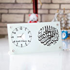 Besmele Tasarımlı İsim Yazılı Masa Üstü Cam Saat