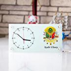 Kişiye Özel Osmanlı Tuğra Tasarımlı Masa Üstü Cam Saat