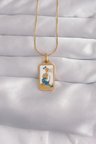316L Çelik Gold Renk Beyaz Mineli Kız Figür Tarot Kolye TJ-BKO9027