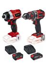 Einhell TE-CI 18 BL 2.5 Ah - 4 Ah Çift Akülü Darbeli Vidalama + TE-CD 18/50 Li-i Bl Matkap