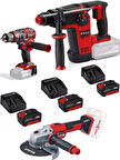Einhell TP-HD 18/26 li BL  Tp-cd 18/80 Matkap Axxio 18/150 Avuç Taşlama 3x4.0ah Akülü Kömürsüz Set