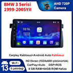 BMW 3 Serisi E46 1999-2005 Yıl 4GB Ram 64GB Hafıza 9 İnç Android 14 Cihaz Kablosuz Carplay Kablosuz Android Auto Multimedya Navigasyon Double Teyp Araç Monitor Ekran