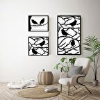 3'lü Dekoratif Kuşlu Metal Tablo