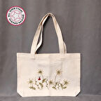 Uretti - Ülkü 1188 - 3942 El Yapımı Nakış İşlemeli Krem Kanvas Keten Çanta - Doğa