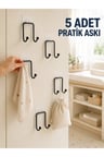5'li Duvar Tipi Yapışkanlı Askı Pratik Ev ve Yaşam Alanı Askılık Seti