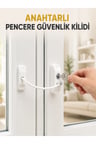 Pencere Güvenlik Kilidi Kablolu Çocuk Emniyet Kilidi Anahtarlı Beyaz Pencere Kilidi