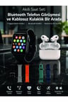 Bluetooth Telefon Görüşmeli Akıllı Saat Seti Kablosuz Bluetooth Kulaklık 7 Değiştirilebilir Kordon