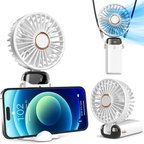 Taşınabilir el vantilatörü, pille çalışan fan, tabanlı, 8 saat, dijital ekran, 5 hız, 90° ayarlanabilir, şarj edilebilir mini fan, dış mekan, iç mekan için beyaz