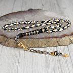 925 Ayar Gümüş Pullu Zincirli Sarmal Arpa Kesim Kuka Tesbih 2123