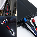 CT-STONES® Işıklı Anahtarlık Model 3 in 1 USB Çıkışlı MİKRO,TYPE-C ve İphone Uyumlu Şarj Kablosu