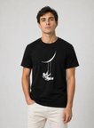 Modi Green Erkek Astronot Ay Temalı Tişört Kısa Kol Yazlık Bisiklet Yaka T-Shirt - Siyah