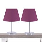 A&G Krom Gövdeli İkili Abajur Seti Kumaş Başlık