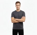 Modi Green Erkek T-Shirt Bisiklet Yaka Slim Fit Dar Kesim Likralı Tişört Günlük Basic Body - Füme
