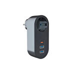 Tekli Akım Korumalı 2 Adet USB 1 Adet Type-C Girişli Priz 3400