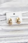 316L Çelik Gold Renk Desenli Yarım Halka Model Kadın Küpe TJ-BKP11807