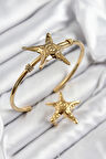 Pirinç Deniz Yıldızı Model Gold Renk Bileklik Yüzük Set - TJ-BB7600