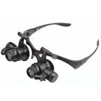 Gözlük Modeli 10X 15X 20X 25X Lens 2 Led Işıklı Büyüteç 9892G