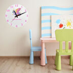 Unicorn Temalı Kişiselleştirilebilir Çocuk Odası Cam Duvar Saati