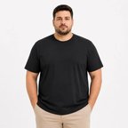 Modi Green Erkek Battal Big Size Basic Tişört Bisiklet Yaka Rahat Kalıp T-Shirt - Siyah