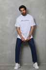 Modi Green Erkek Baskılı T-Shirt Kısa Kol Bisiklet Yaka Regular Fit Rahat Kalıp Günlük Tişört - Beyaz