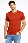 Modi Green Erkek Flam Kumaş Melanj Dokulu Regular Fit Tişört Bisiklet Yaka Yazlık T-Shirt - Kiremit