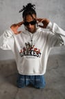 Modi Green Erkek Oversize Kapüşonlu Sweatshirt – Beyaz Renk Üç İplik İçi Pamuklu Kanguru Cepli Baskılı Hoodie Rahat Kalıp Kışl