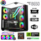 Xaser Queen X3 Ryzen 5 7500F 32GB Ram 1TB M.2 NVMe SSD 8GB RTX5060 Sıvı Soğutmalı Oyuncu Bilgisayarı