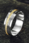 Erkek Gümüş Alyans - Bombeli Altın Şerit 925 Ayar Erkek Yüzük