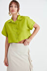 Düşük Omuz Crop Gömlek