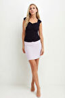 Arkası Fermuarlı Mini Etek